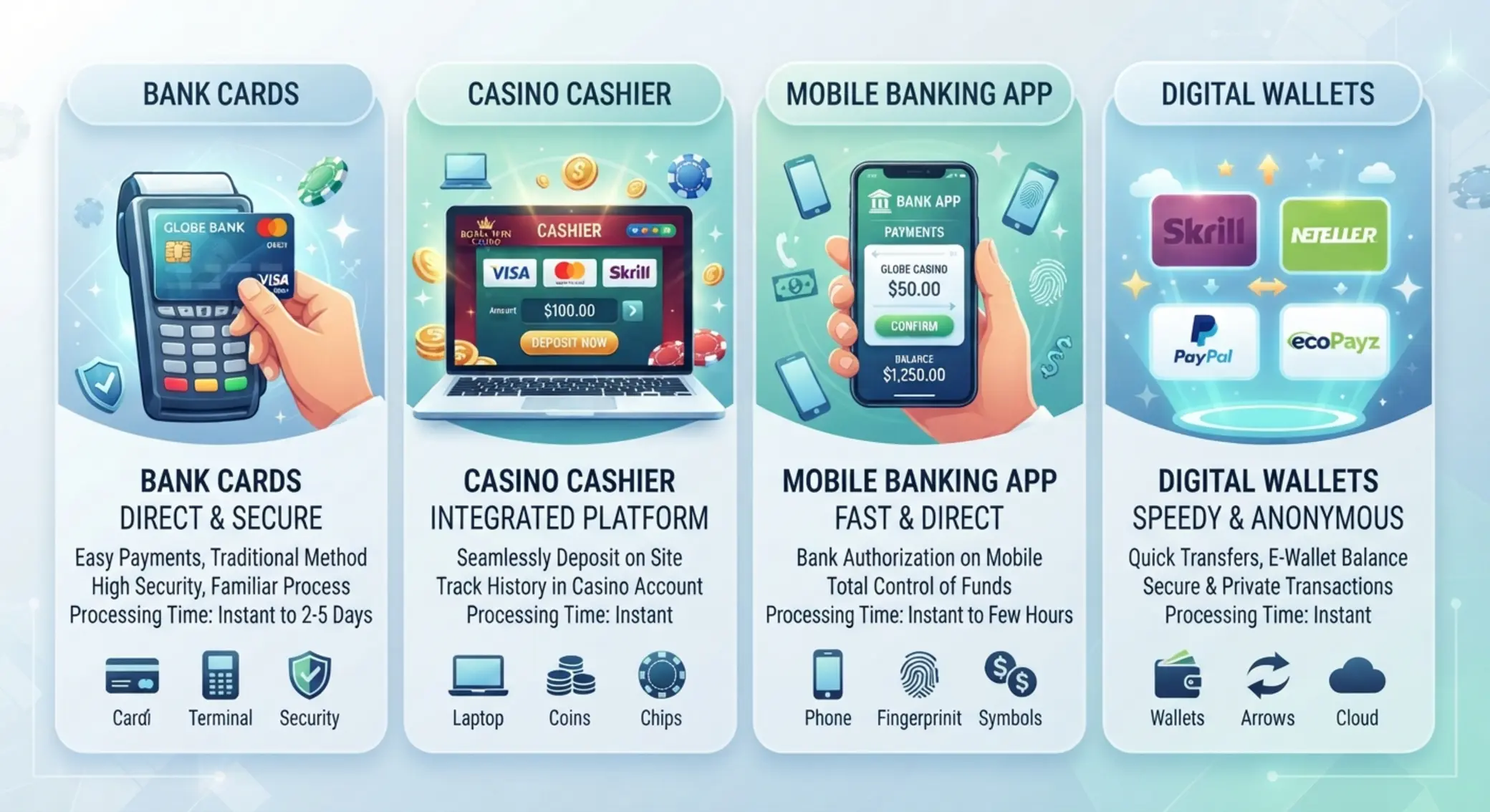 Online kaszinó és banki fizetési módok összehasonlítása