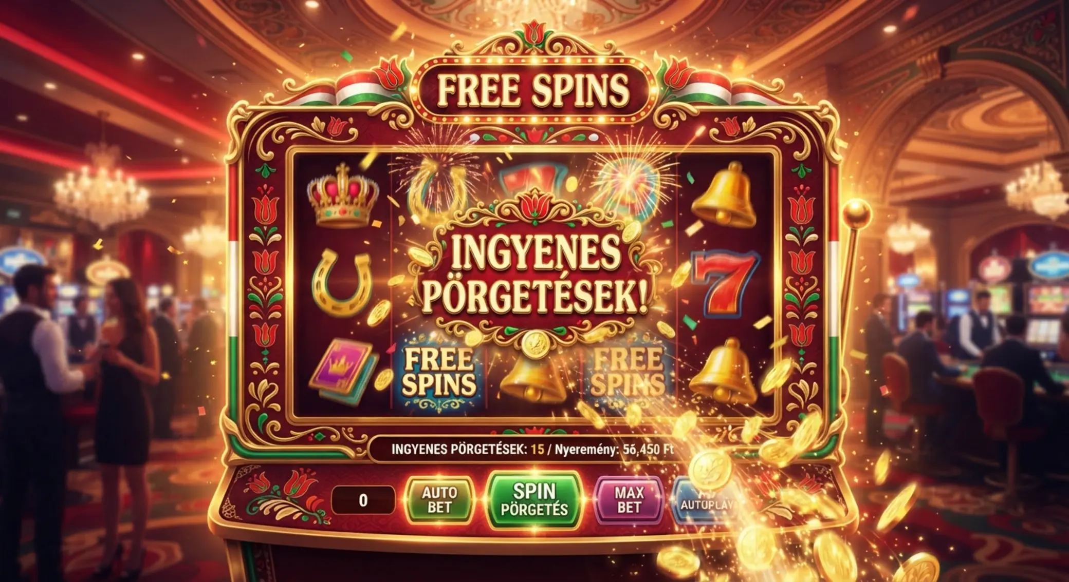 Ingyenes pörgetések témájú illusztráció slot tárcsákkal