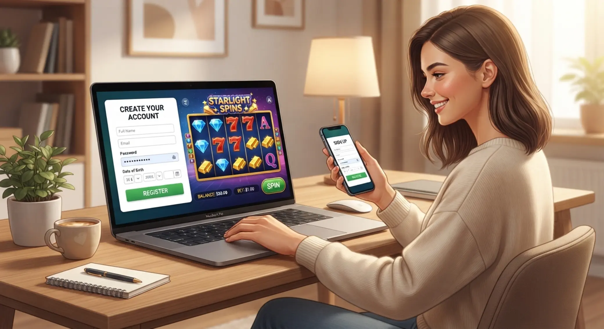 Online kaszinó regisztráció és nyerőgép játék folyamata